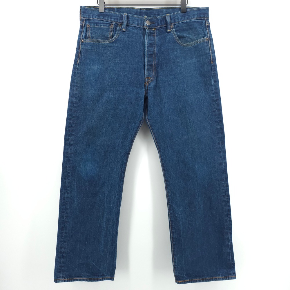 Levis Mens Jeans 501 Original W36 L29 Blue Dark Wash Straight Leg Denim